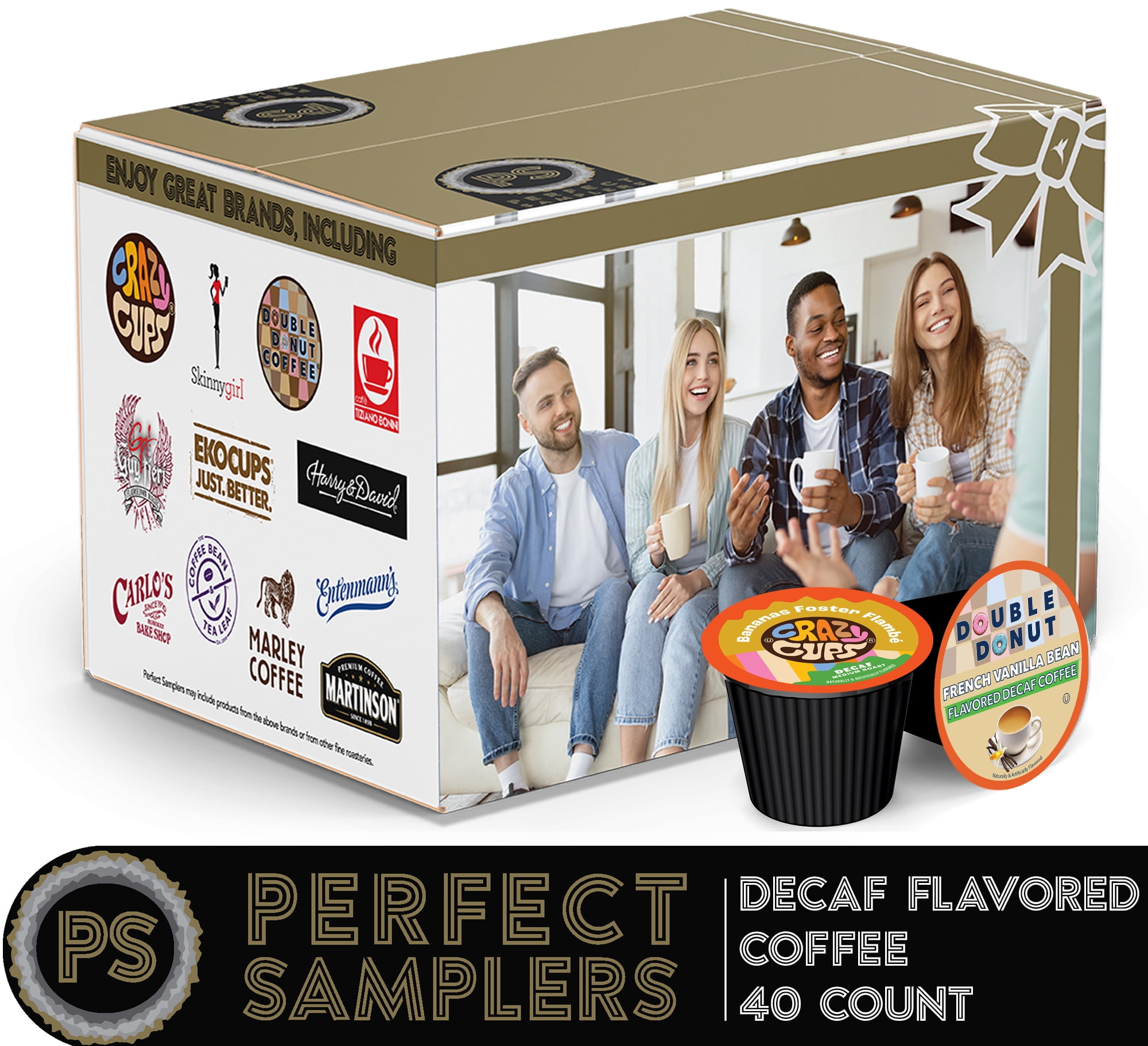 Perfect Samplers Decaf Flavored Coffee Pods Variety Pack, 40 Count Premium Decaffeinated K-Cup Pods, 100% Arabica, Compatible with Keurig Machines