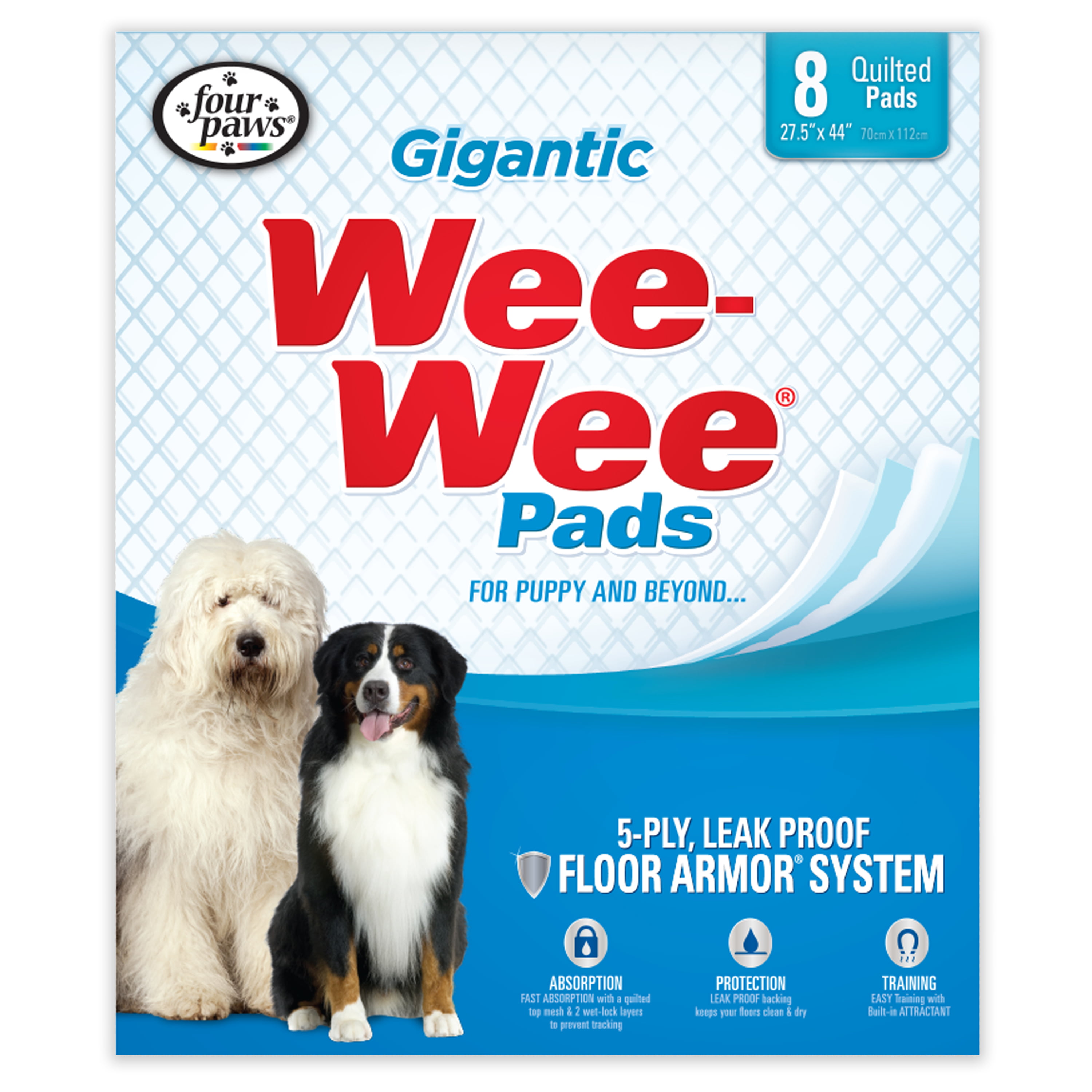 Four Paws Wee Wee Gigantic Pee Pads For Dogs 8 Count Walmart Com