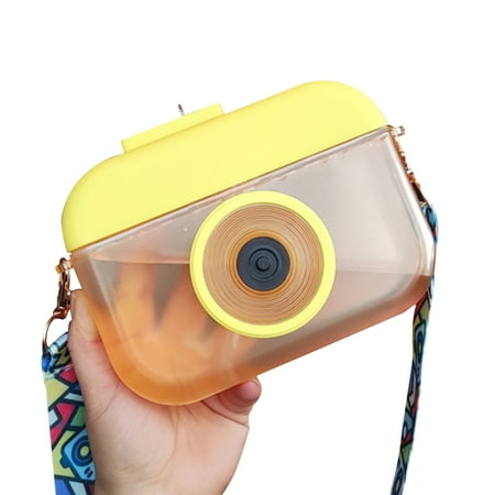 

With Straw Water Bottle Portable Strap Cute Camera Gift 400ML Drinking Outdoor