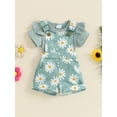 thumbnail image 3 of Musuos Baby Girls Shorts Set, 0-18M Short Sleeve Romper with Flower Print Adjustale Suspender Shorts Newborn Girls Cute Summer Outfit, 3 of 10