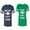 Men Navy / Women Green, variant on He She is My Lucky Charm Unisex Couple Matching Cotton Jersey style T-Shirt Contrasting stripes on sleeves (Men Navy / Women Black) (Men S / Women S)
