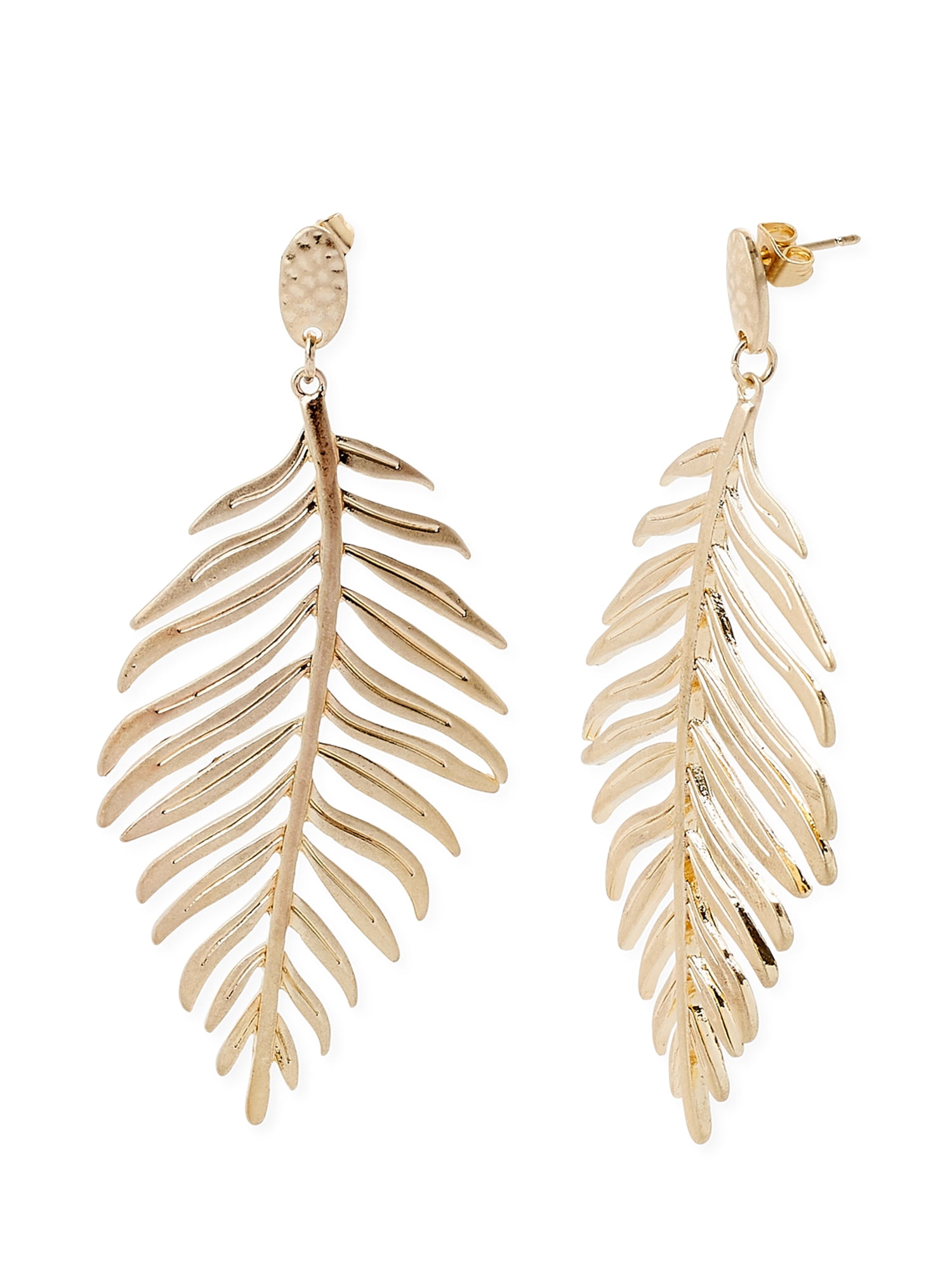 Scoop Women’s 14K Gold Flash-Plated Satin Palm Leaf Earrings
