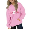 thumbnail image 2 of Sookity Girls Heart Hooded Sweatshirts Kids Cute Long Sleeve Hoodies Boys Lightweight Casual Wear Loose Fit Pullover Tops with Pockets Pink,7 Years Girl Gifts, 2 of 4