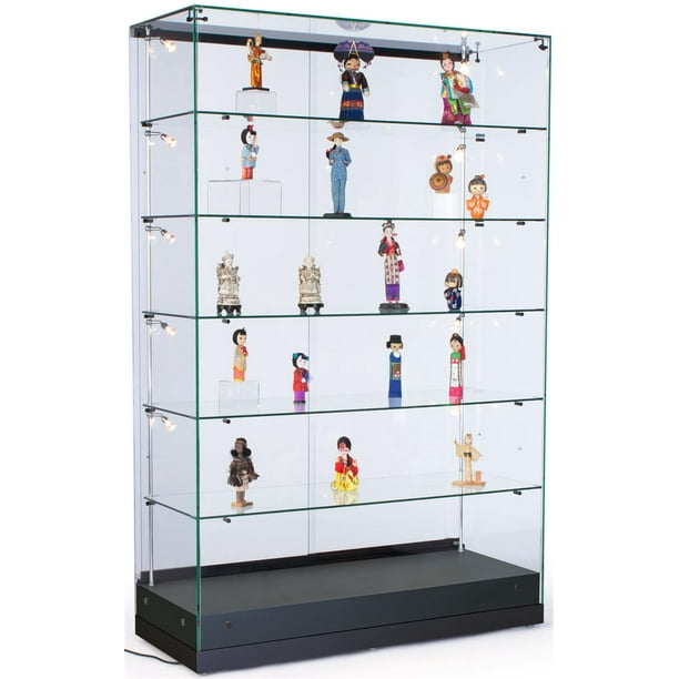 Tempered Glass Display Case And Black MDF Base, With Adjustable Shelves