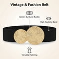 thumbnail image 3 of 2 Pack Wide Elastic Waist Cinch Belts for Women, Gold Metal Buckle Belts, Champagne Gold & Black., 3 of 7