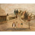 thumbnail image 2 of Tadeusz Makowski 18x15 Gold Ornate Wood Frame and Double Matted Museum Art Print Titled - Norman Landscape (Breuilpont) (1927), 2 of 4