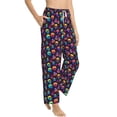 thumbnail image 3 of Cauagu mushroom color Skull Pajama Pants for Women Loose Fit Wide Leg Trouser Pants Casual Elastic Waist Drawstring Lounge Pants, 3 of 6