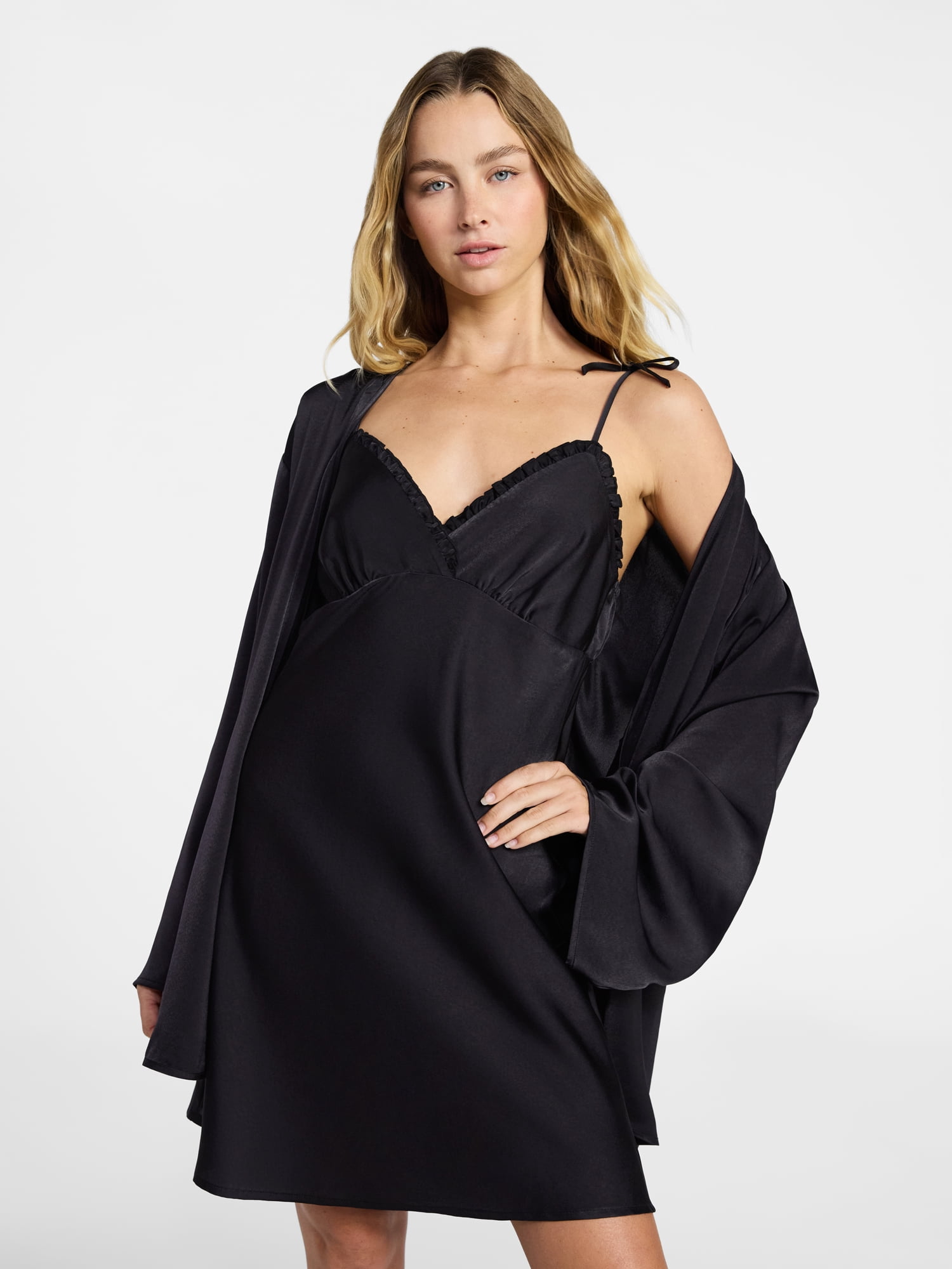 No Boundaries Sleepwear Satin Robe, Women's XS-XXL