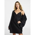 thumbnail image 2 of No Boundaries Sleepwear Satin Robe, Women's XS-XXL, 2 of 6