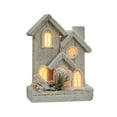 thumbnail image 3 of Casa de nieve navideña, cabaña de madera luminosa con luz cálida, adorno navideño, figura de casa de madera, escena, 3 of 9