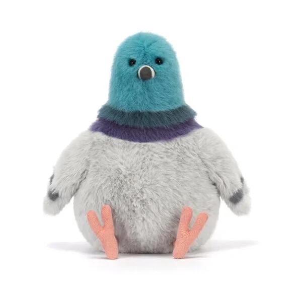 Jellycat Strutton Pigeon Soft Toy, 8.7 Inch Grey & Blue Plush Pigeon Stuffed Animal with Purple Collar