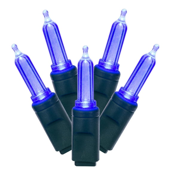 Vickerman 50 Blue Italian LED Light on Green Wire, 25' Christmas Single Mold Light Strand