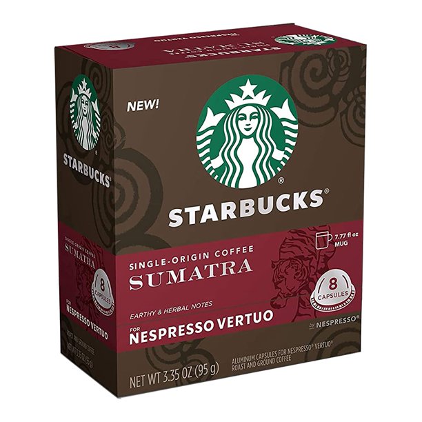Starbucks Coffee Nespresso Vertuo Capsules, Sumatra Flavor, Dark Roast