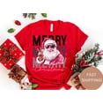 thumbnail image 5 of Pink Santa Retro Christmas T-Shirts Sweatshirts for Women Pink Christmas Matching Family Tee, 5 of 5