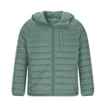 thumbnail image 3 of Mrmaere Men's Hooded Quilted Puffer Jacket Zippered Pocket Warm Insulated Coat for Winter Casual & Outdoor Wear Mint Green L, 3 of 8