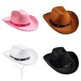 thumbnail image 3 of Douhoow Men Women Cowboy Hat Vintage Rivet Wide Brim Roll-up Western Cap, 3 of 5