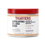 Thayers Exfoliating Facial Toner Pads with Witch Hazel and 2% AHA, Exfoliating Face Toner, 60 Count