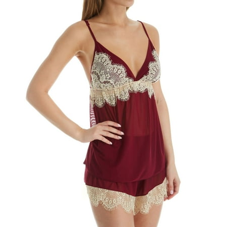 

Women s Rhonda Shear 4809 Up All Night Cami and Short Set (Burgundy 3X)