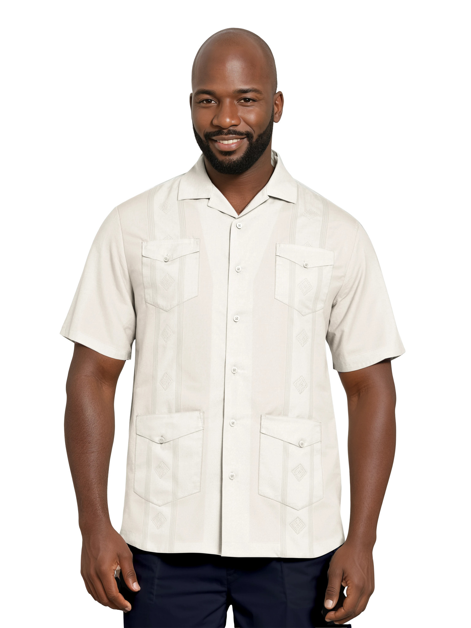 Havanera Men's and Big Men's Camp Collar Guayabera Short Sleeve Button-Down Shirt, Sizes S-5XL