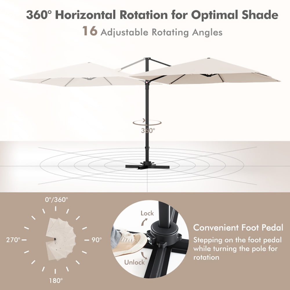 Aimee Lii 9.5 Feet Square Patio Cantilever Umbrella with 360° Rotation, Table Umbrella Outdoor for Patio Pool Beach, Beige Aimee Lii 9.5 Feet Square Patio Cantilever Umbrella with 360° Rotation, Table Umbrella Outdoor for Patio Pool Beach, Beige
