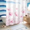 thumbnail image 5 of No Hook Shower Curtain, Pink Spring Floral Shower Curtains for Bathroom with See Through Top Window, Summer Botanical Watercolor Vintage Waterproof & Washable Bath Curtain Long 72"x78", 5 of 9