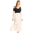 thumbnail image 5 of Sakkas Sally Bohemian Casual Mid Length Skirt with Crochet Lace Full Circle - Off White - One Size Regular, 5 of 5