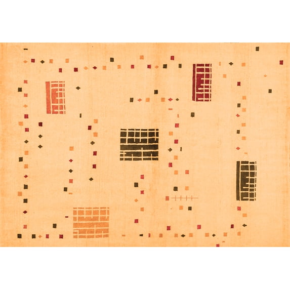 Ahgly Company Indoor Rectangle Solid Orange Modern Area Rugs, 8' x 10'