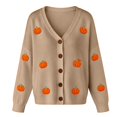 thumbnail image 3 of Women's Pumpkin Knit Cardigan, Long Sleeve Open Front Knitted Sweater, Fall Outwear Coat Tops, Kawaii Y2K Cute Funny Button Sweaters Fall Winter Causal Coat Cozy Loungewear, 3 of 3