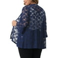 thumbnail image 4 of DARING DIVA Plus Size Open Front 3/4 Sleeve Sheer Lace Cardigan 3X Blue, 4 of 6