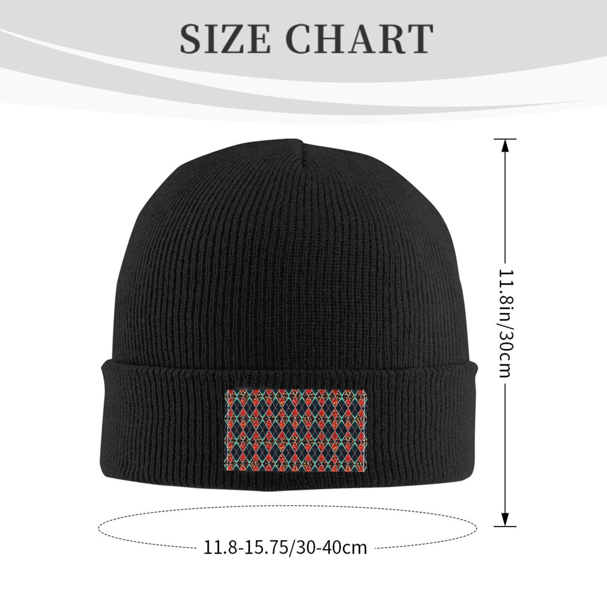 ZICANCN Geometric Diamond Graphic Knit Beanie Hat, Winter