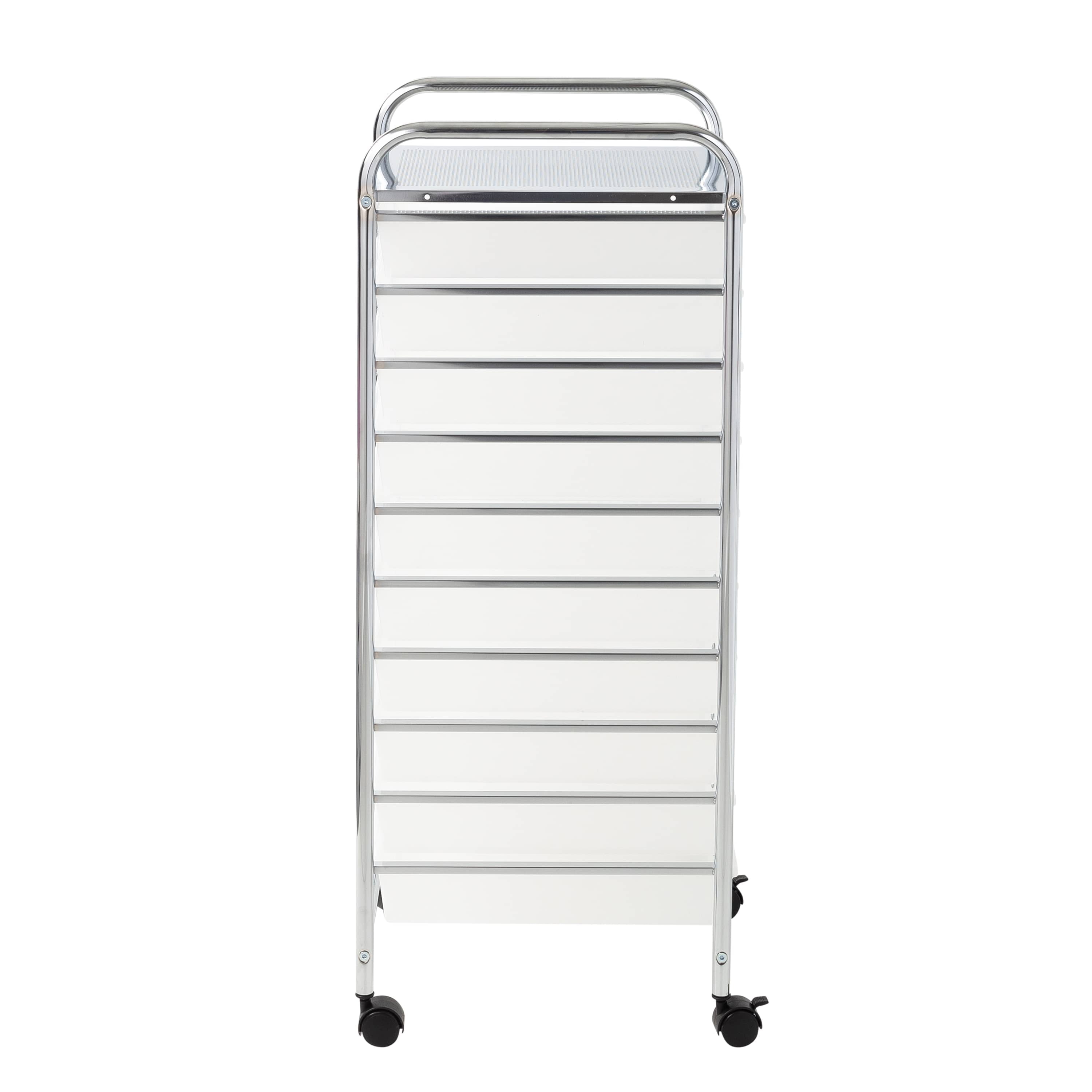 Hello Hobby 10-Drawer Multi-Color Rolling Craft Cart, Clear/Chrome