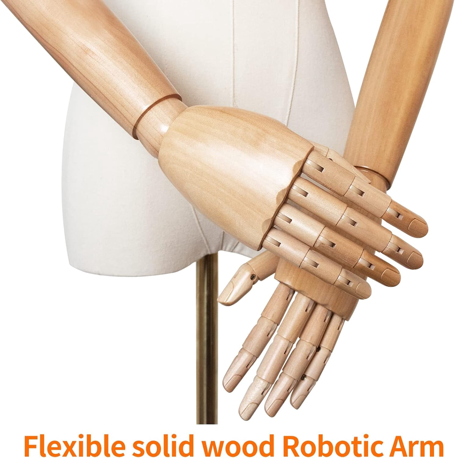 FreeLung Female Mannequin Torso with Detachable Head & Hands & Gold Metal Stand