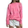 thumbnail image 1 of Timegard Womens Sweaters Heart Graphic Long Sleeve Pullover Fall Casual Crewneck Cute Loose Tops Blouse, 1 of 4