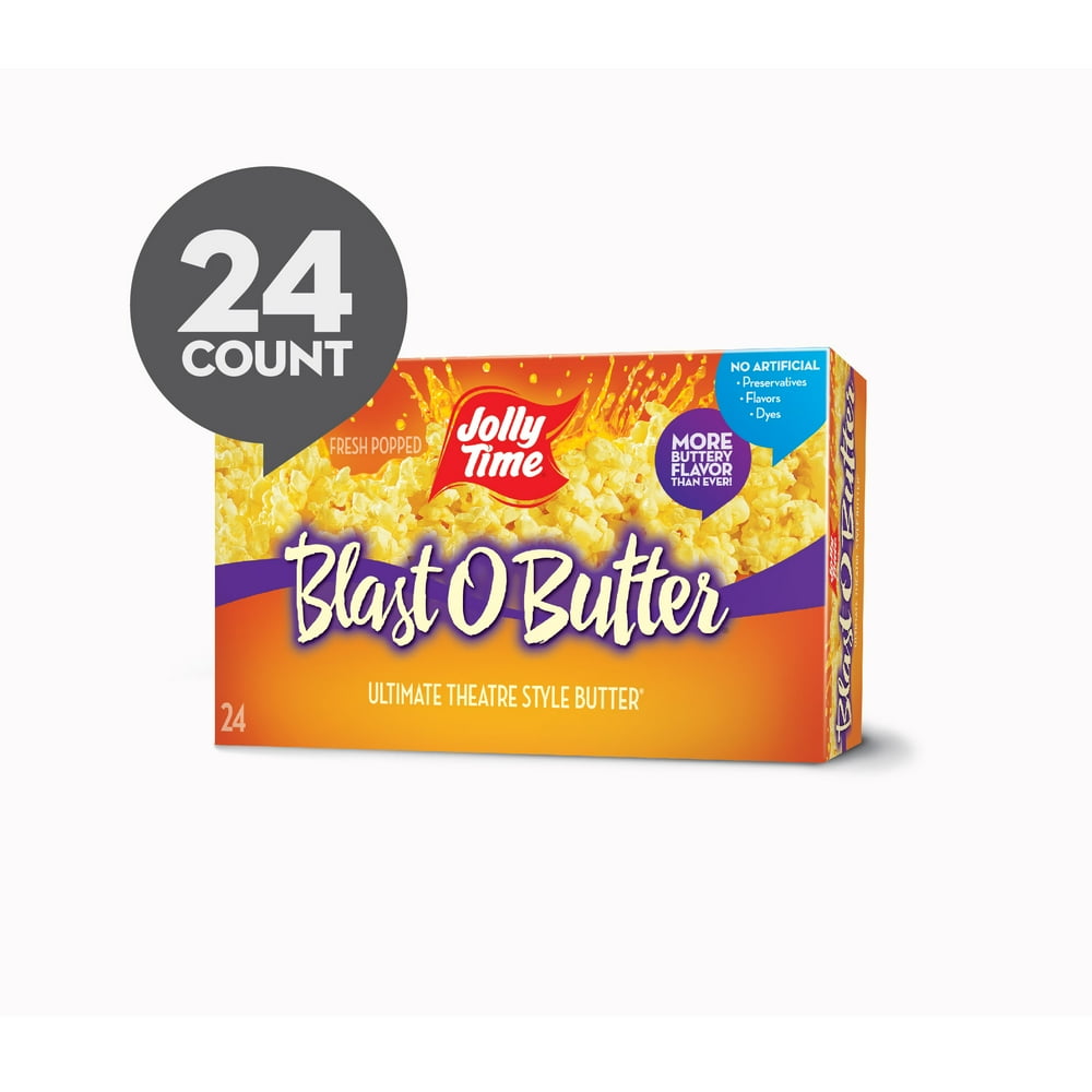 JOLLY TIME Blast O Butter Microwave Popcorn, 24 Ct (3.2 Oz. Bags