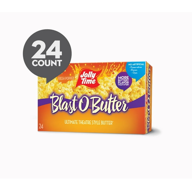JOLLY TIME Blast O Butter Microwave Popcorn, 24 Ct (3.2 Oz. Bags