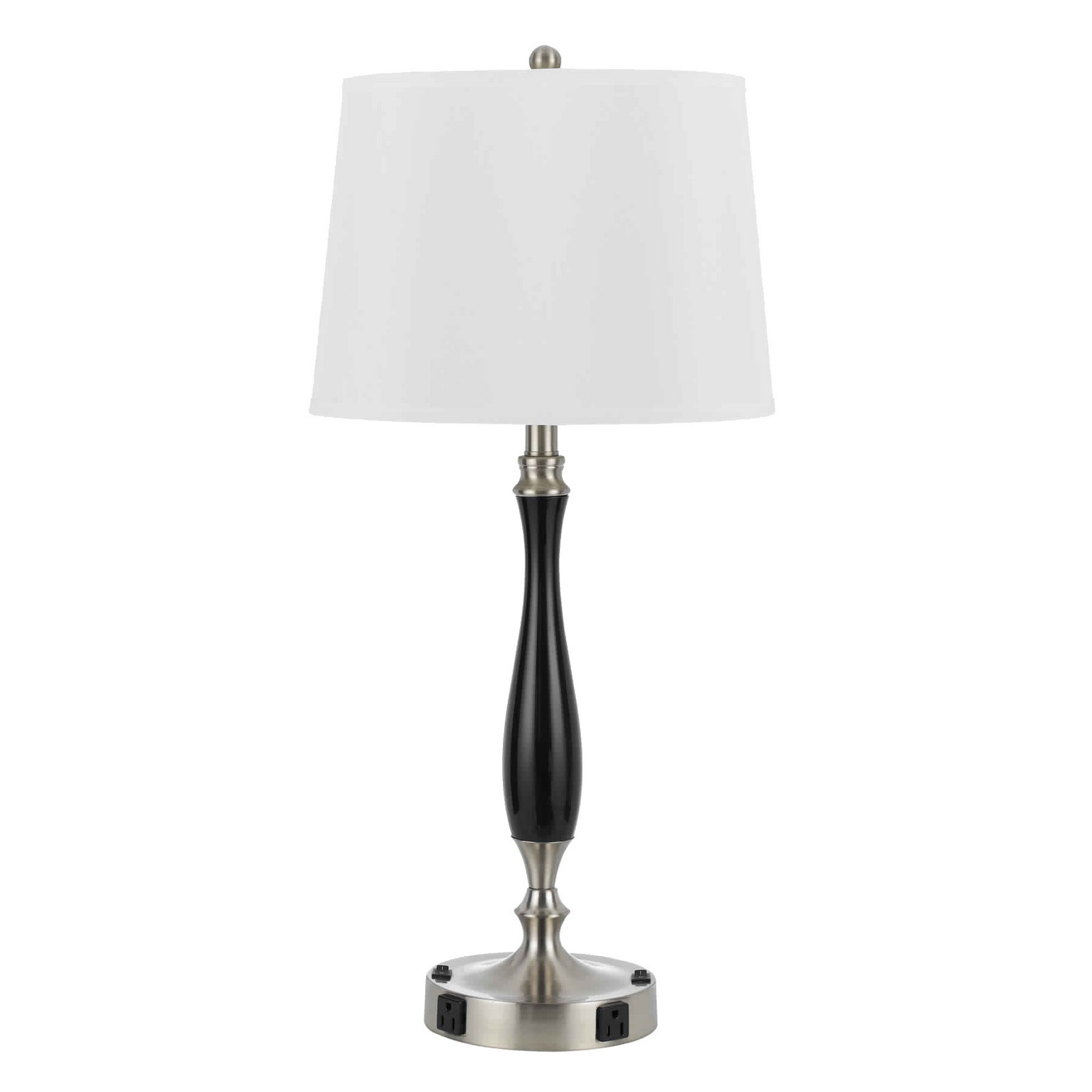 60 X 2 Watt Metal Frame Night Stand Lamp with Fabric Shade, White and Black