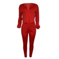 thumbnail image 5 of LYXSSBYX 2 Piece Outfit for Women Women's Fashion V-Neck Long Sleeve Short Casual Pants Set, 5 of 6