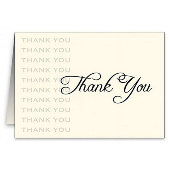 Thank You Greeting Cards and Envelopes - Cream - 4.5" x 6" When Folded - Pack of 25