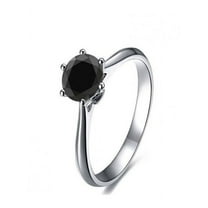 Elegant Round 1 Carat Black Diamond Solitaire Engagement Ring in 14k White Gold