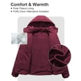 thumbnail image 3 of Chrisuno Women's Plus Size Winter Thicken Puffer Coat Warm Fleece Lined Parka Jacket with Hood Wine Red 2X, 3 of 5