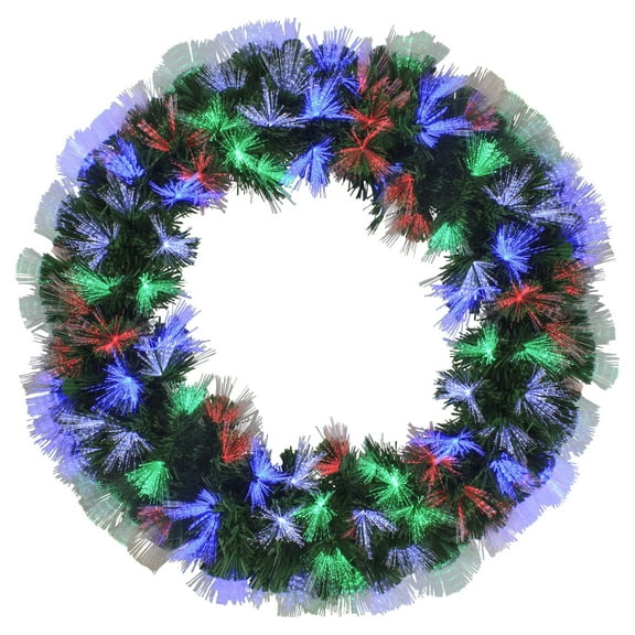 Northlight 24" Multi-Function Coloring Changing Fiber Optic Artificial Pine Christmas Wreath