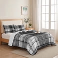thumbnail image 5 of Quilts Queen Size, Black Buffalo Plaid Soft Comforter Bedding Set for Bed, Farmhouse Modern Checkered Lightweight Quilted Bedspread with Pillow Cover(2 Pieces) for All Season, 90x96 Inch, 5 of 9