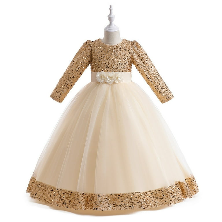open lace back dress Glam Party Gold Dress Size 3-4 main image 1