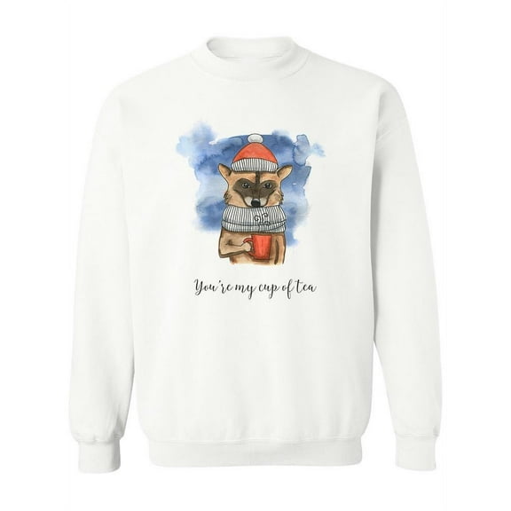 Raccoon Drinking Tea And Quote Sweatshirt Women -Image by Shutterstock, Female XX-Large