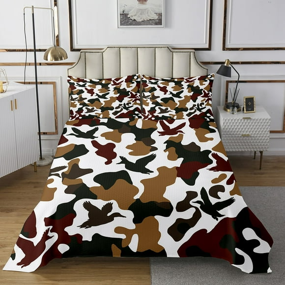 Erosebridal Kawaii Duck Bedspread Sets Twin Size, Farmhouse Animal Bed Quilt, Brown Bedding Set, Lightweight Room Decorative, 2-Piece