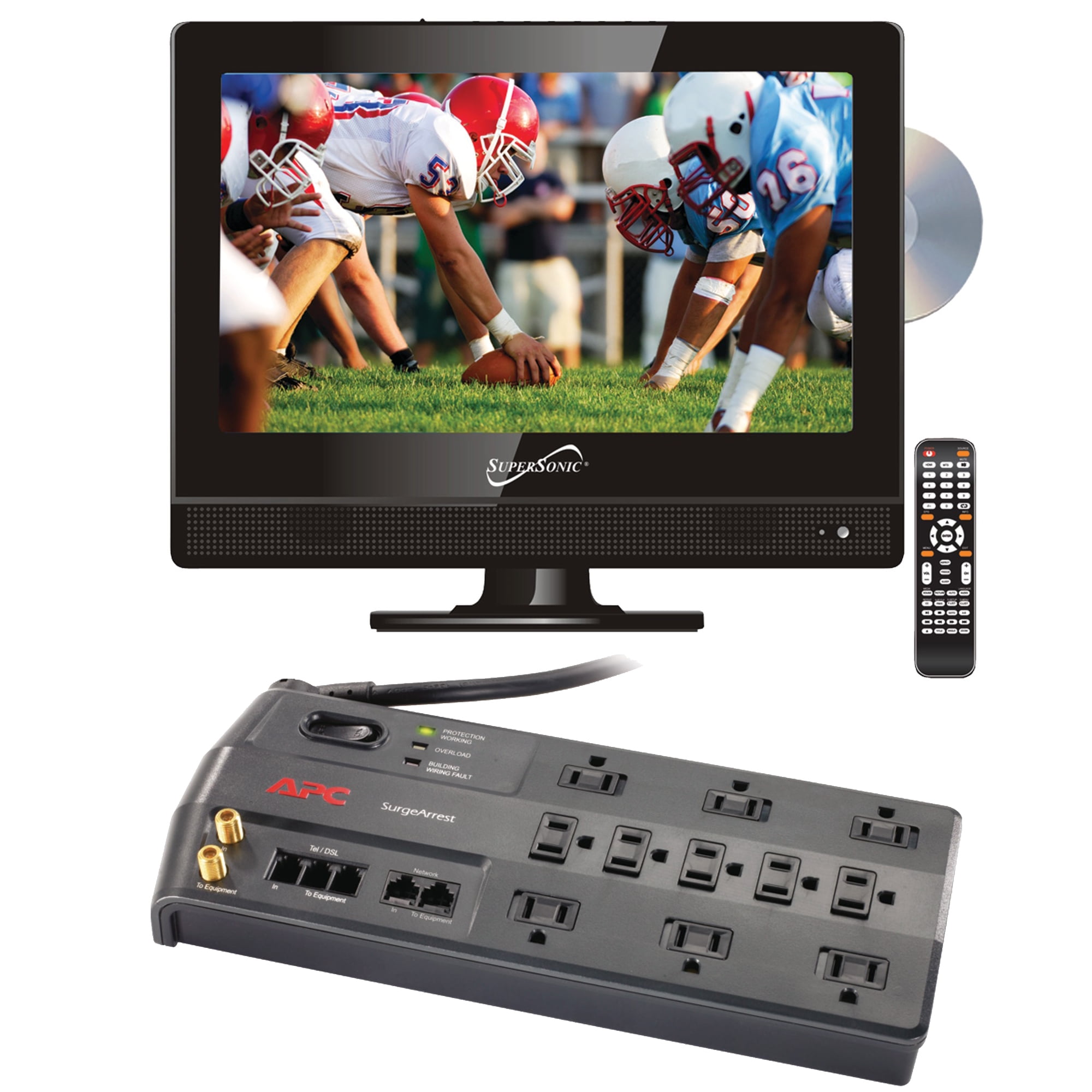 Supersonic SC-1312 13.3" 720p Widescreen LED HDTV/DVD Combination, AC Ac Dc Tv Dvd Combo For Rv