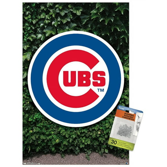 MLB Chicago Cubs - Logo 16 Wall Poster with Push Pins, 14.725" x 22.375"