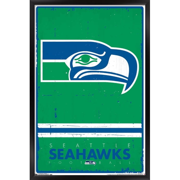 NFL Seattle Seahawks - Retro Logo 15 Wall Poster, 22.375" x 34", Framed
