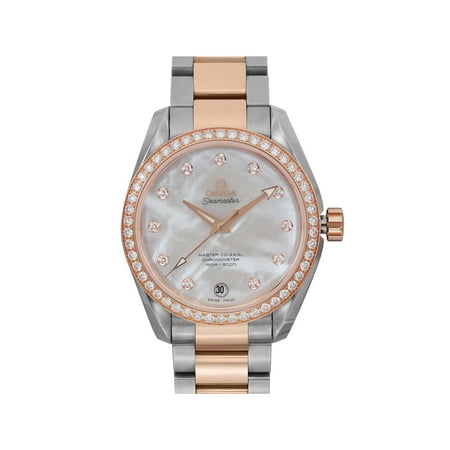 Omega Aqua Terra 18k Rose Gold Steel MOP Dial Ladies Watch 231.25.39.21.55.001