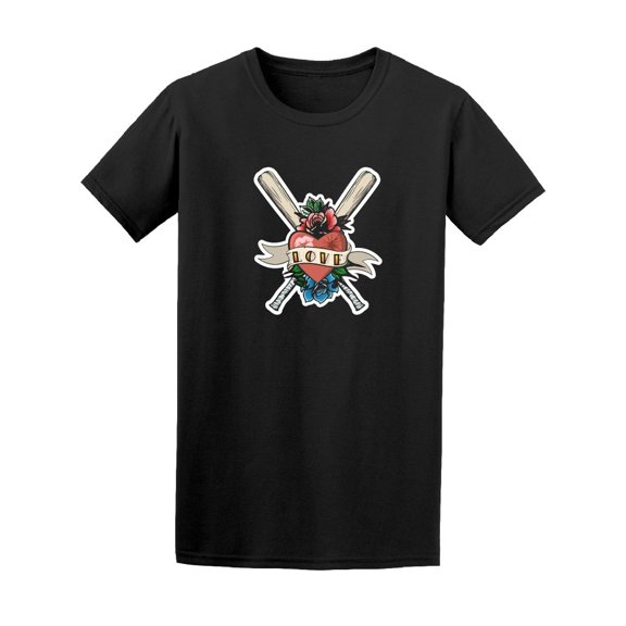 Love Crossed Bats Floral Heart Tee Men's -Image by Shutterstock